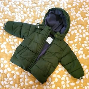 Boys GAP puffer winter jacket, green, size 2 years old